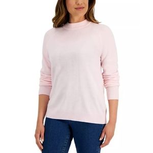 KAREN SCOTT Women's Zip-Back Mock-Neck Pink Ice Sweater Size 2XL